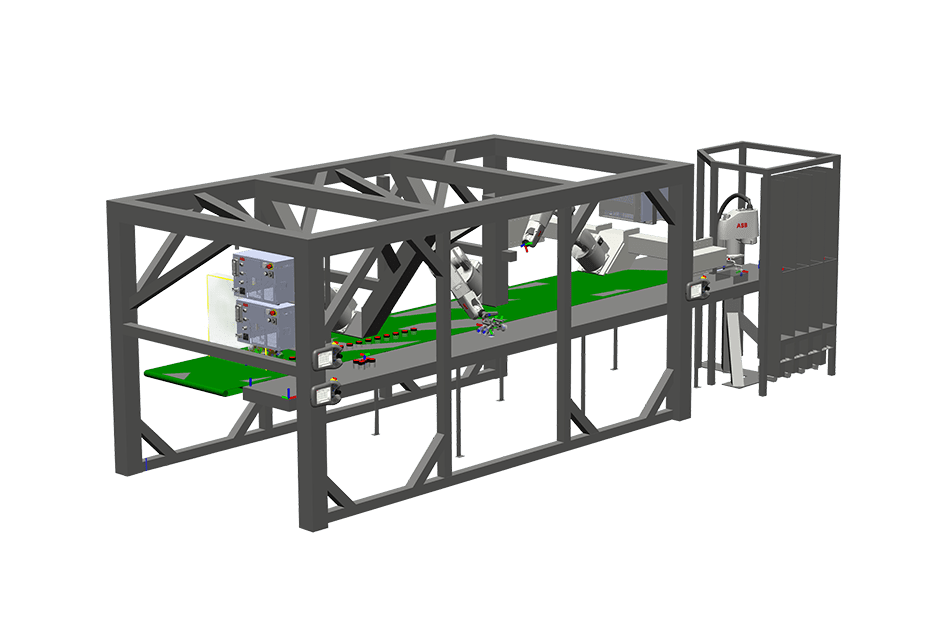 Brugte pakkeanlæg med 4 abb robotter