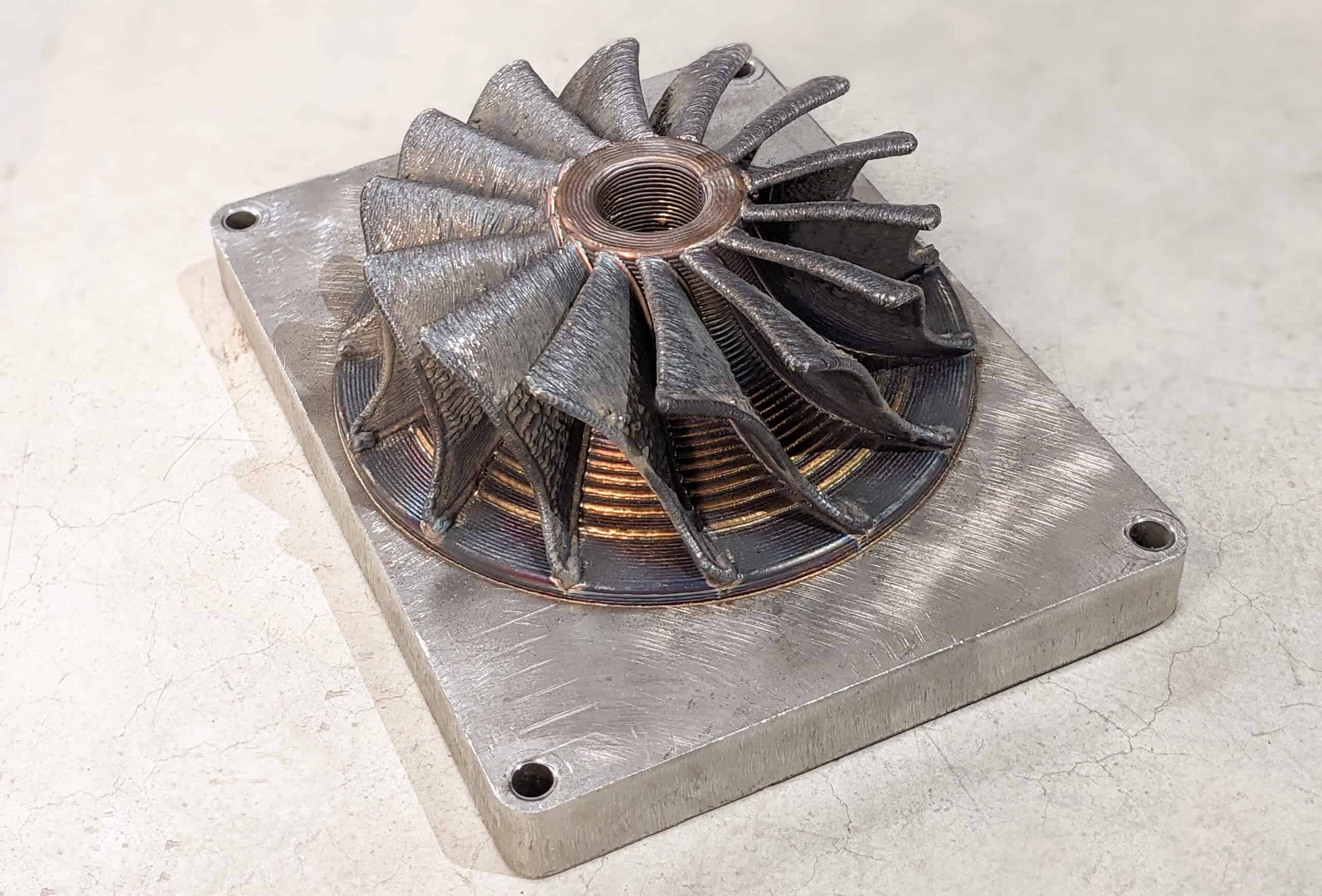 turbo skovlhjul 3D printet i metal